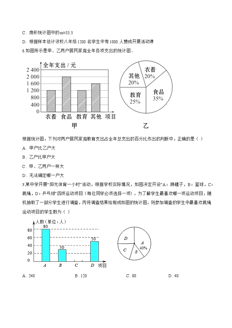 6.2 条形统计图和折线统计图一课一练数学浙教版（2024）初中七年级下册(无答案)第3页