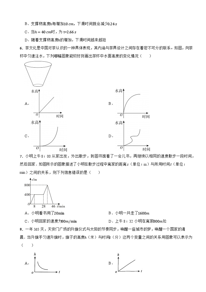 六年级数学下册 第九章 变量之间的关系 单元测试卷（一）鲁教版（五四）（含解析）第2页