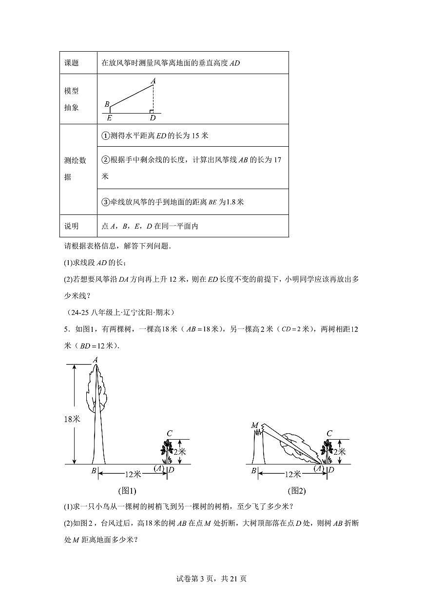 专题07 勾股定理的应用（专练）数学新教材沪科版八年级下册第3页
