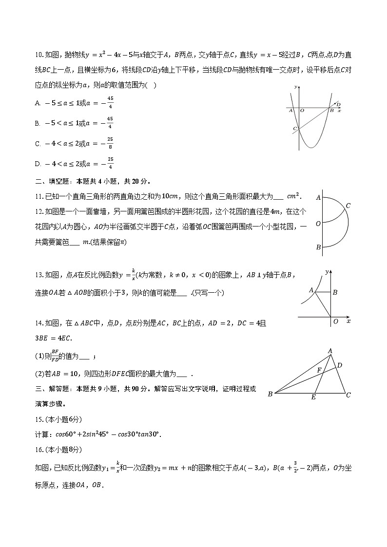 定远育才学校2025-2026学年九年级（下）开学考试数学试卷第3页