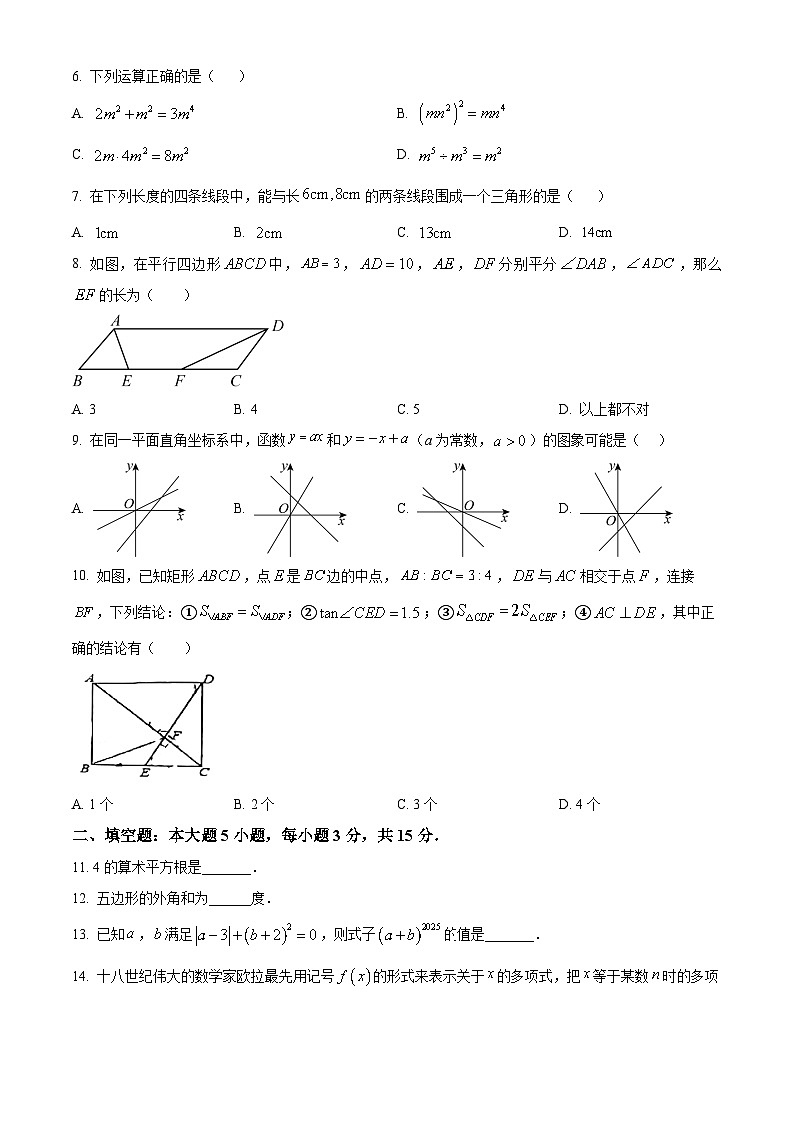 2025年广东省东莞市东莞中学九年级中考一模数学试卷（原卷版）第2页