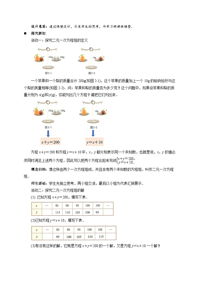 2.2二元一次方程组和它的解 教案 初中数学浙教版（2024）七年级下册第2页
