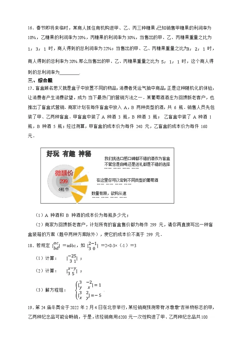 第9章 二元一次方程组 单元专项巩固卷（原卷版）第3页
