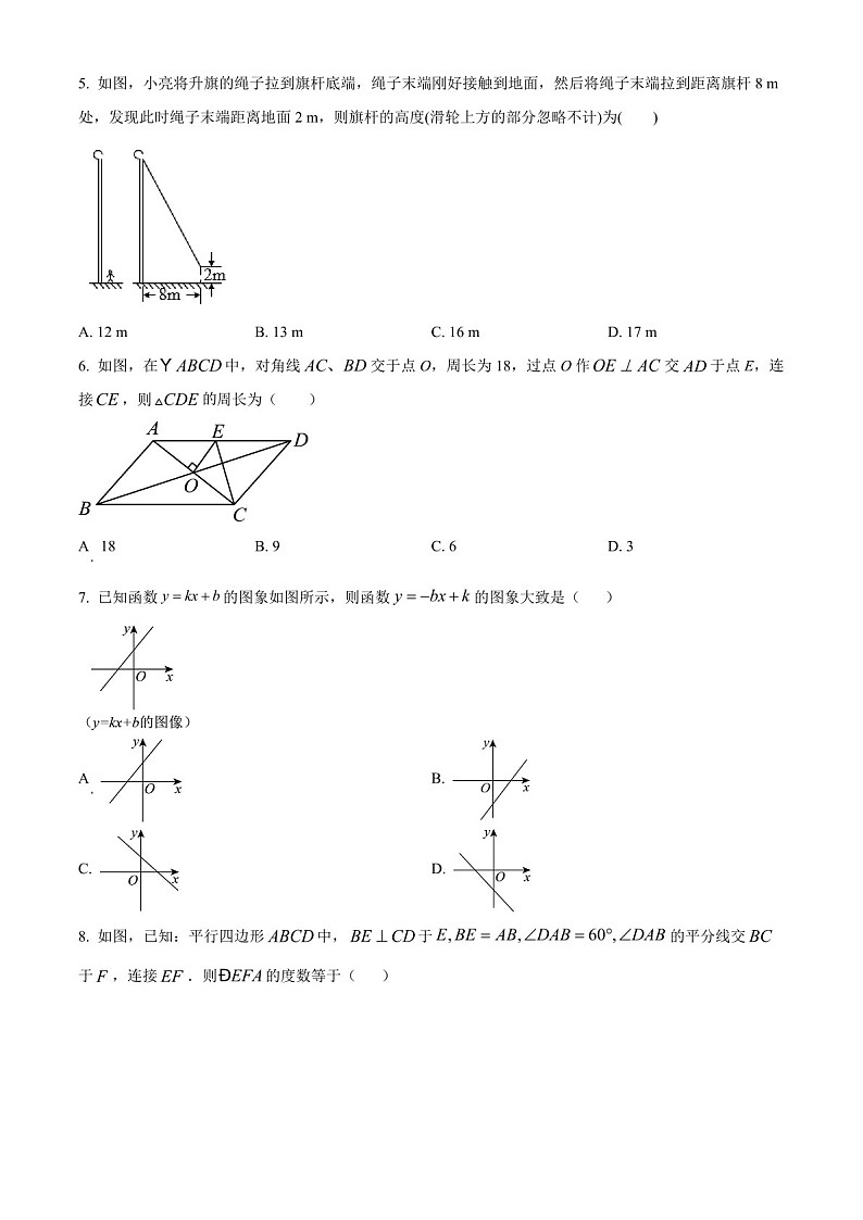 广东省广州市执信中学2023-2024学年八年级下学期期中数学试题（含答案）第2页