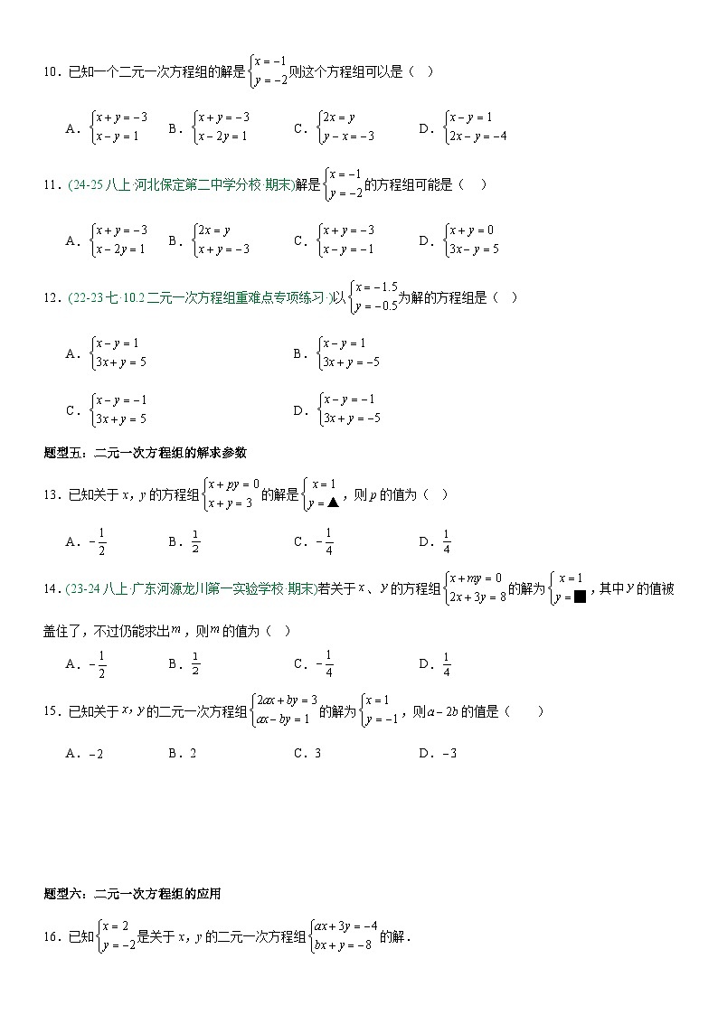 专题10.1 二元一次方程组 原卷版第3页