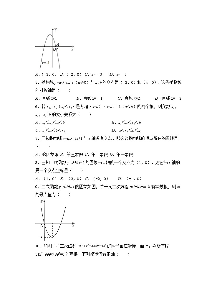 2.52026年中考数学一轮专题复习 二次函数与一元二次方程同步练习第2页
