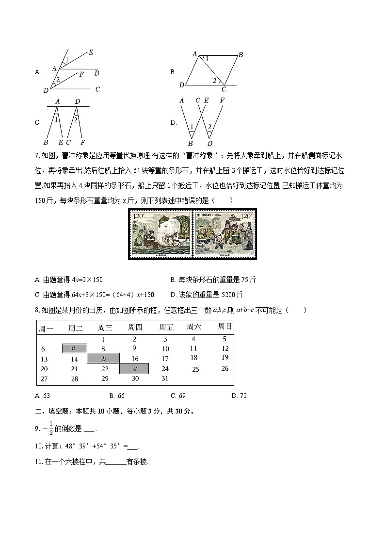 2025-2026学年江苏省连云港市东海县七年级（上）期末数学试卷-自定义类型第2页