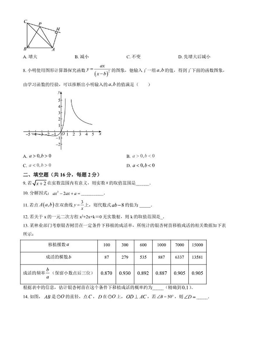 2025-2026学年北京师达中学九年级（下）开学考数学试卷(含答案)第2页