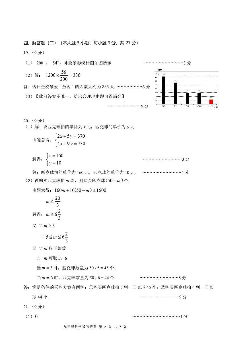广东省2025年中考模拟考试试卷-数学答案第2页
