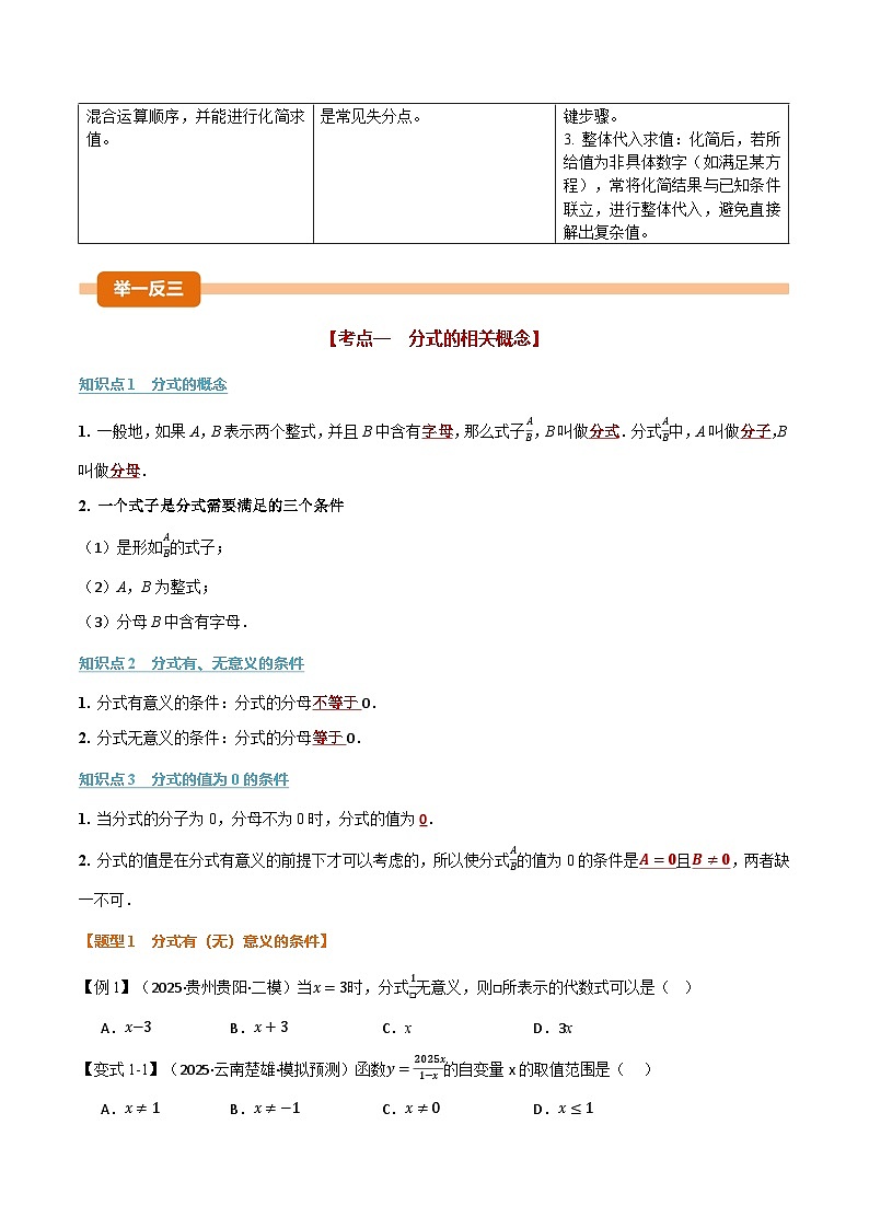 专题1.3  分式（举一反三复习讲义）（试题版）第2页