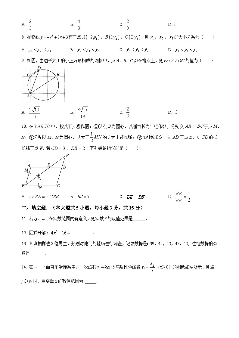 2025年广东省中山市纪雅学校中考数学一模试卷（原卷版）第2页