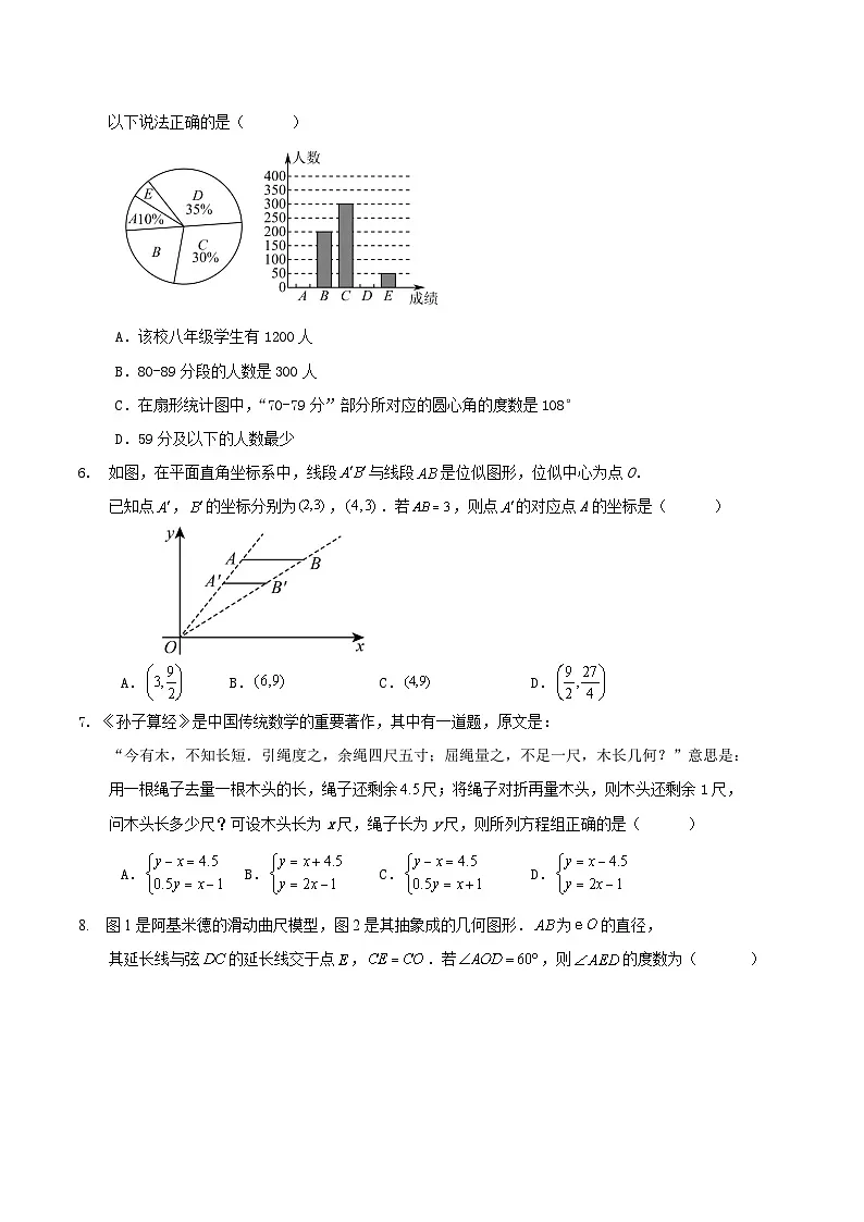 2026年浙江省中考数学一模备考练习试卷第2页