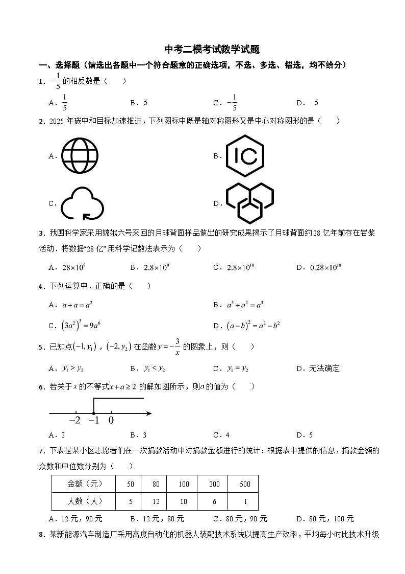 浙江省金华市义乌市2026年中考二模考试数学试题附答案第1页