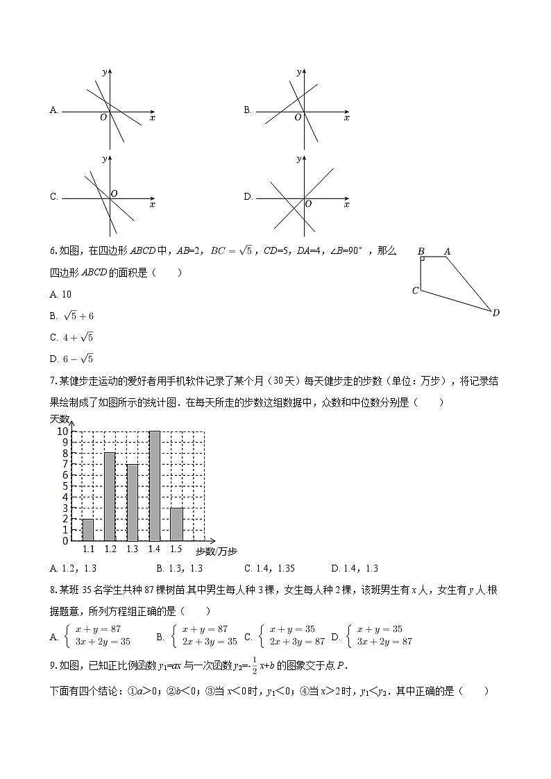 2025-2026学年山东省菏泽市经开区八年级（上）月考数学试卷（1月份）-自定义类型第2页