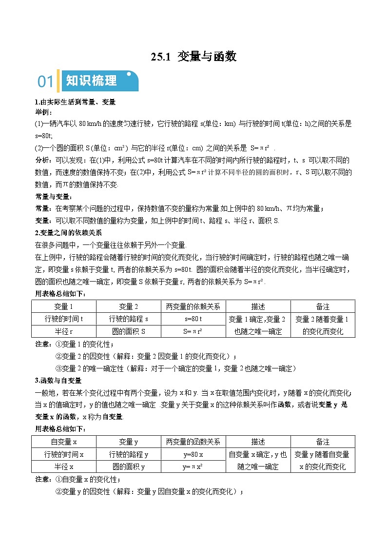 25.1 变量与函数（解析版）第1页
