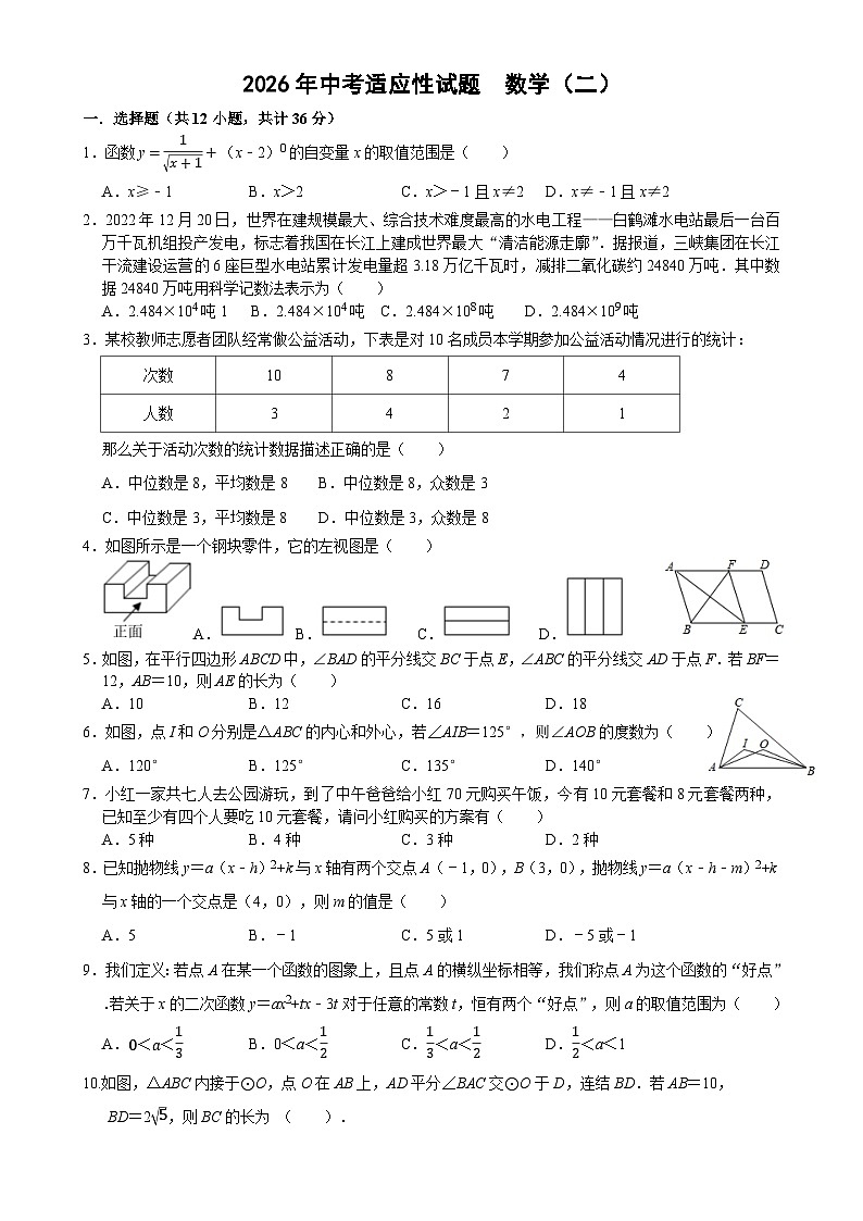2026年四川省绵阳市中考模拟数学自编卷 含答案2第1页