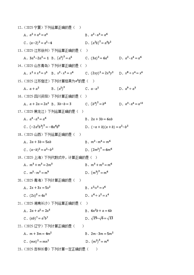 人教版2024-2025年全国九年级数学中考真题汇编 1.2 代数式与整式第2页