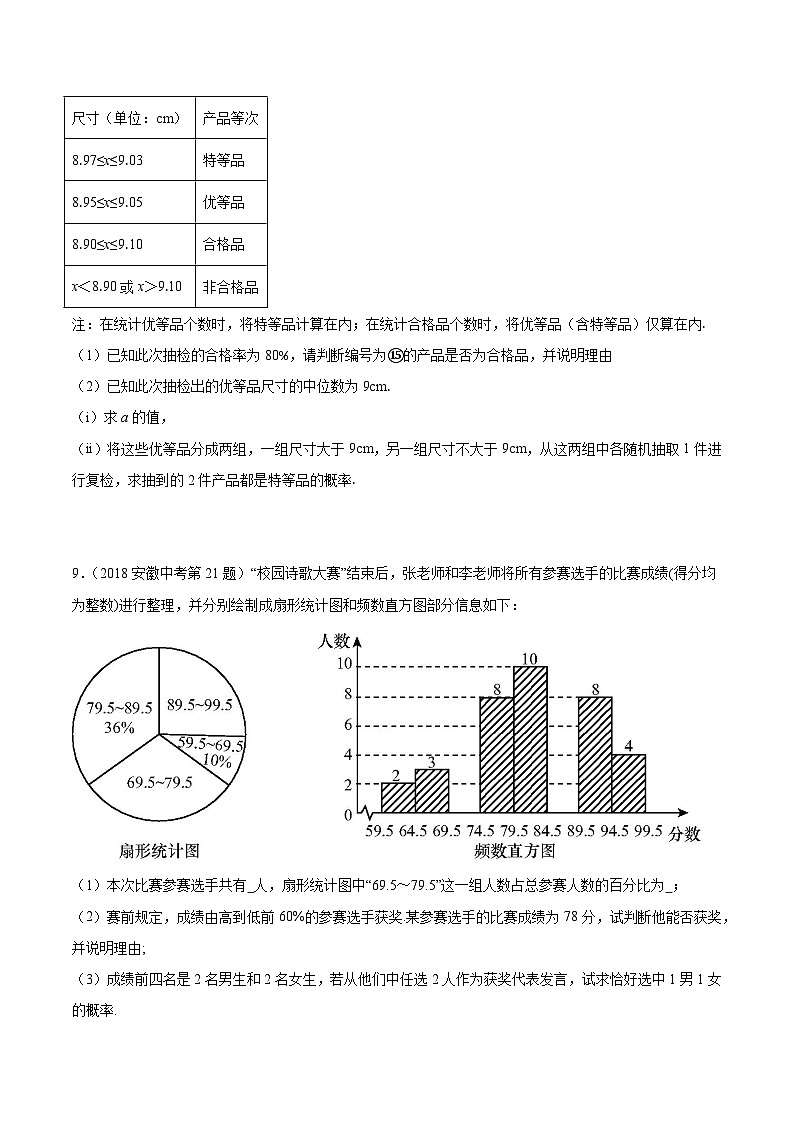 2016-2025年10年安徽数学中考真题汇编 8.2 概率第3页
