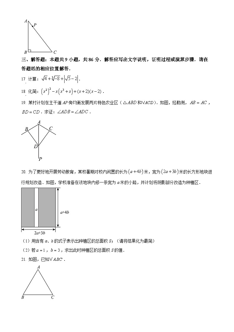 八年级上学期期末数学试题（原卷版无答案）第3页
