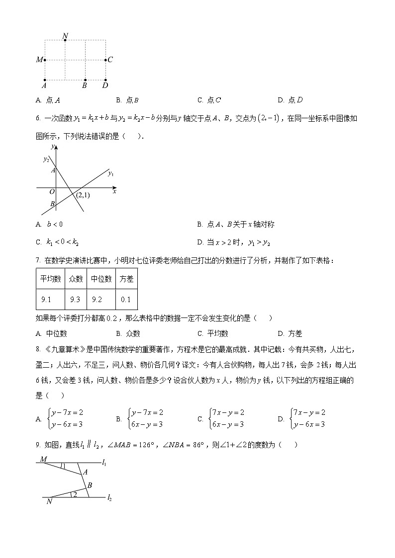 八年级上学期期末数学试题（原卷版无答案）第2页