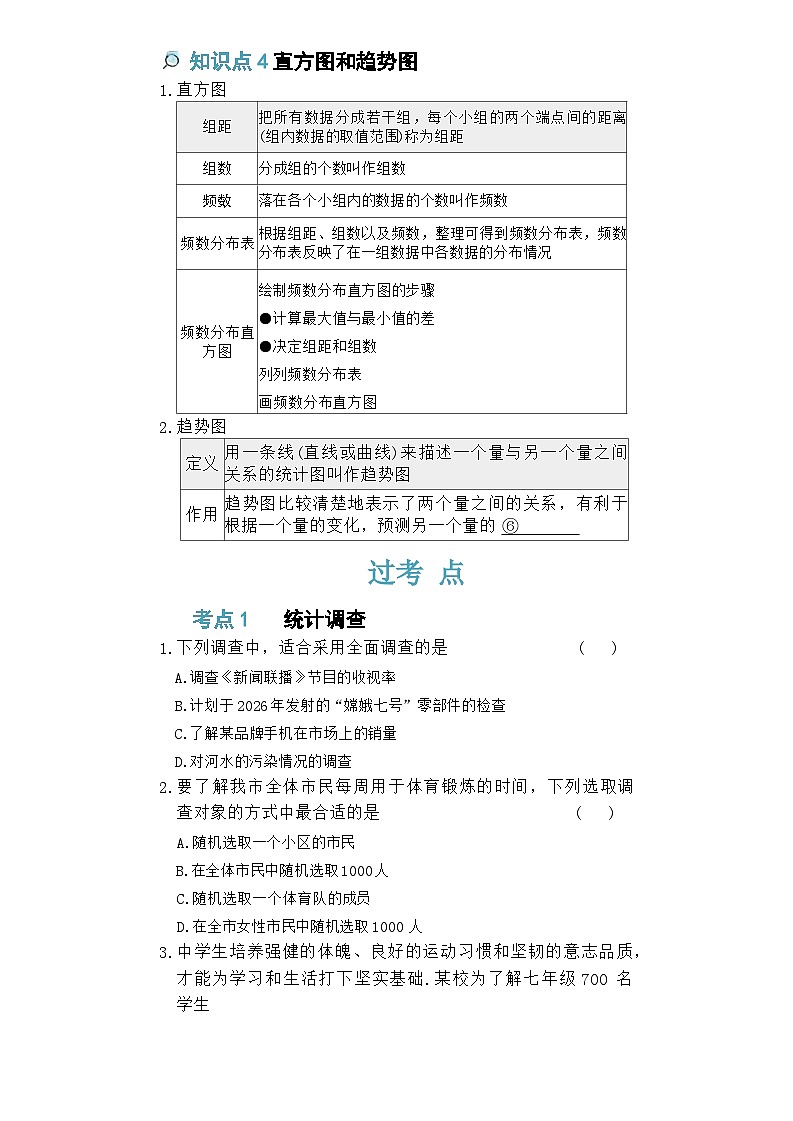 人教版七年级数学下册第12周数据的收集、整理与描述周测卷第2页