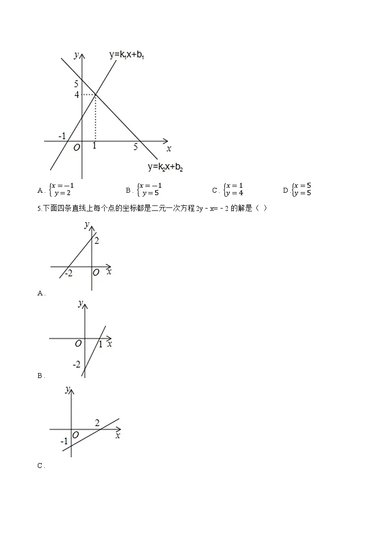 12.3 一次函数与二元一次方程一课一练数学沪科版（2024）初中八年级上册(无答案)第2页