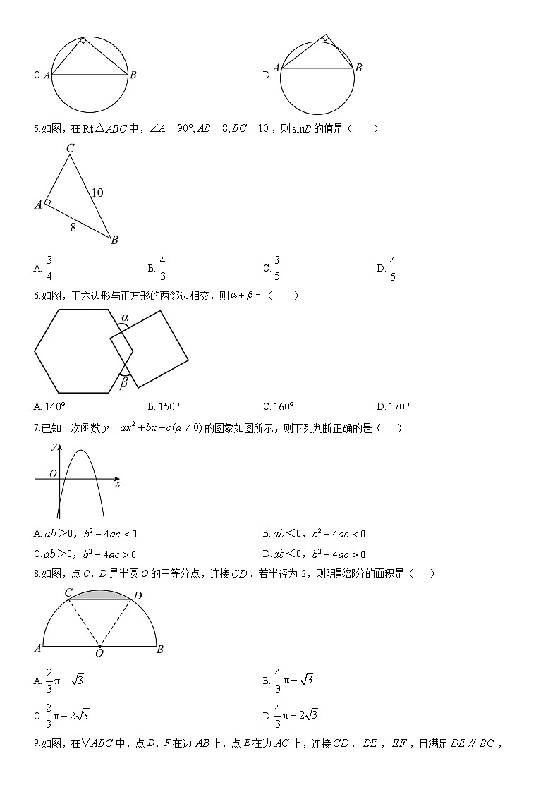 2025-2026学年浙江杭州市钱塘区九年级上学期期末数学试卷（学生版）第2页