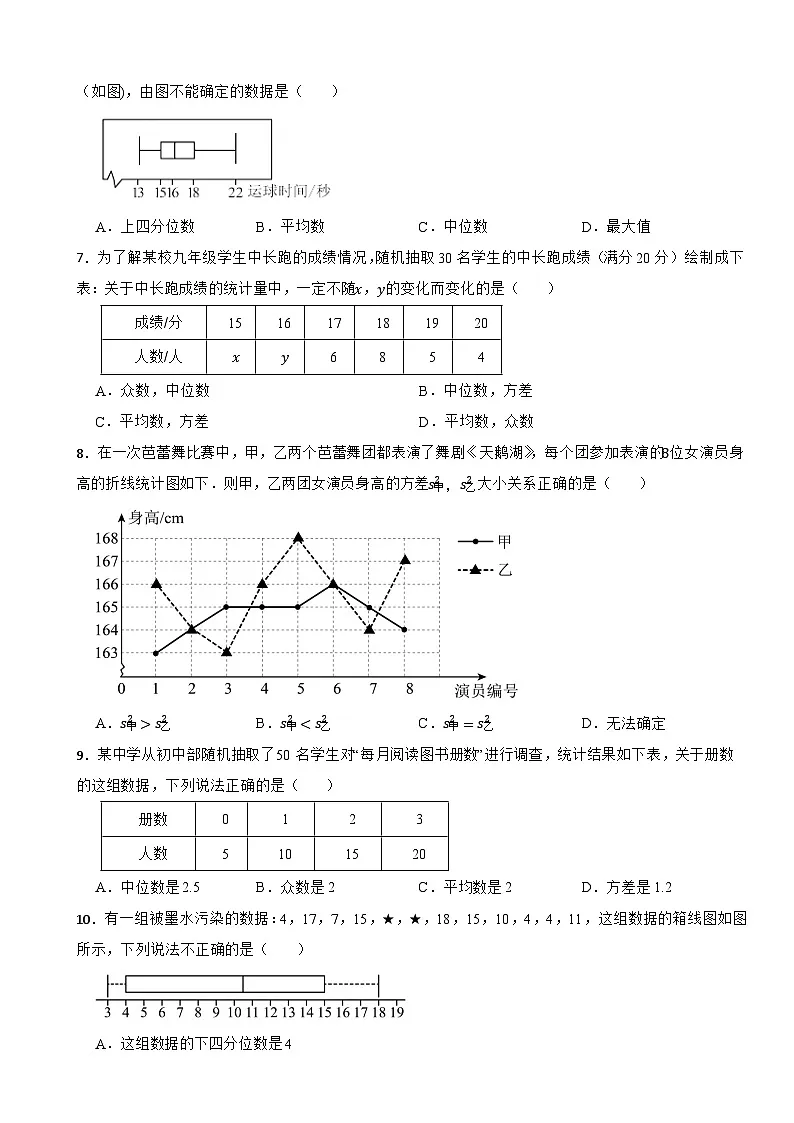 八年级数学下册 第3章 数据分析初步 单元检测卷 浙教版（含解析）第2页