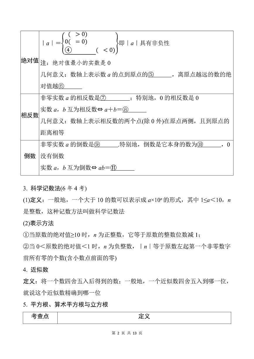 中考数学第二轮复习实数专项练习含答案第2页