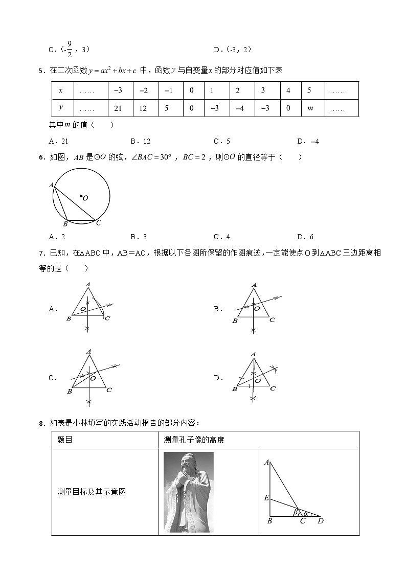 广东省深圳市校2026年中考二模数学试题附答案第2页