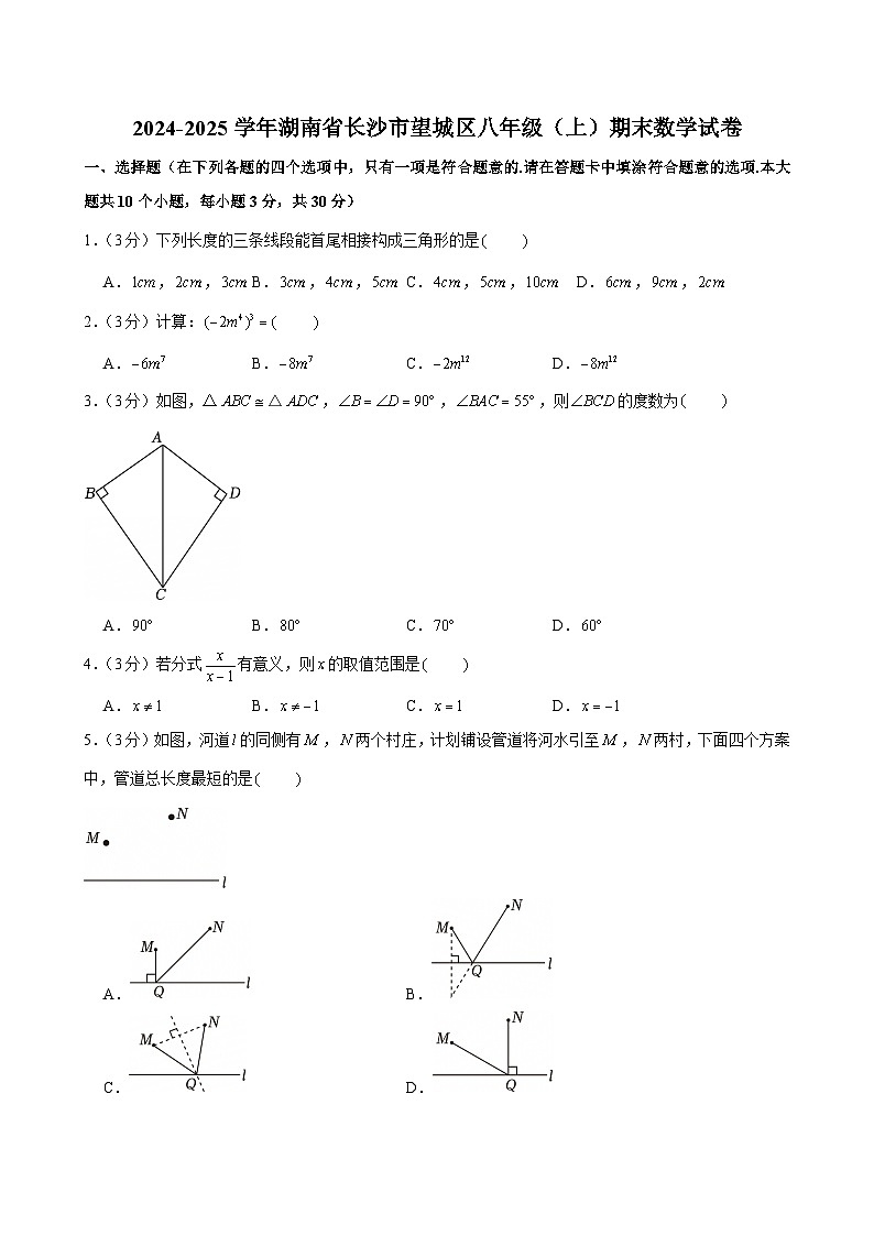 2024-2025学年湖南省长沙市望城区八年级（上）期末数学试卷第1页