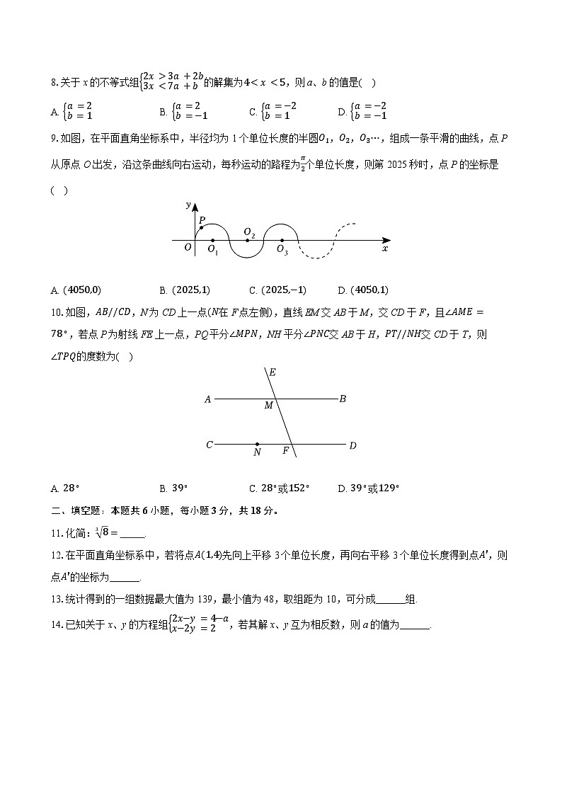 湖北省武汉市东西湖区2024—2025学年下学期七年级期末数学试卷第2页