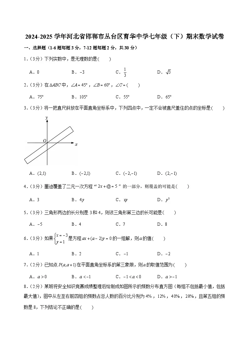 2024-2025学年河北省邯郸市丛台区育华中学七年级（下）期末数学试卷第1页
