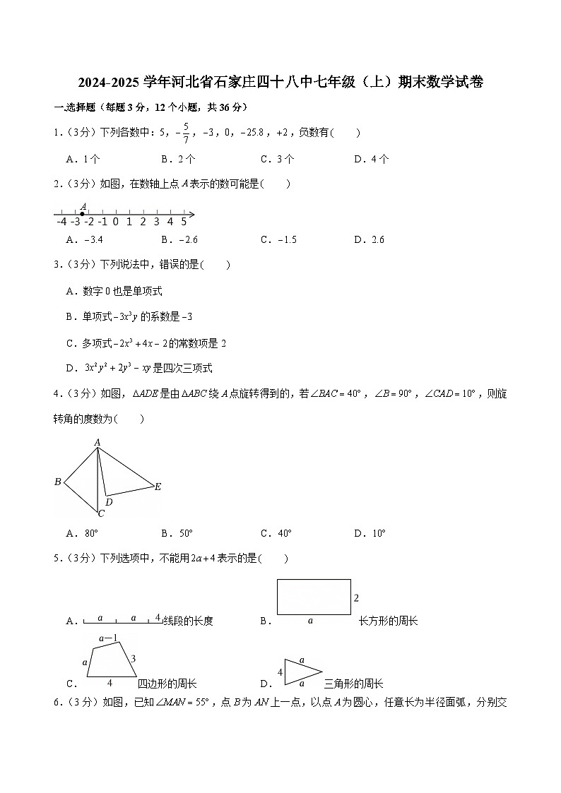 2024-2025学年河北省石家庄四十八中七年级（上）期末数学试卷第1页
