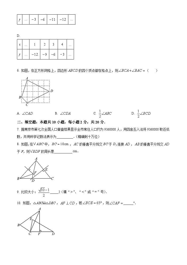 八年级上学期期末数学试卷（原卷版） (7)第2页