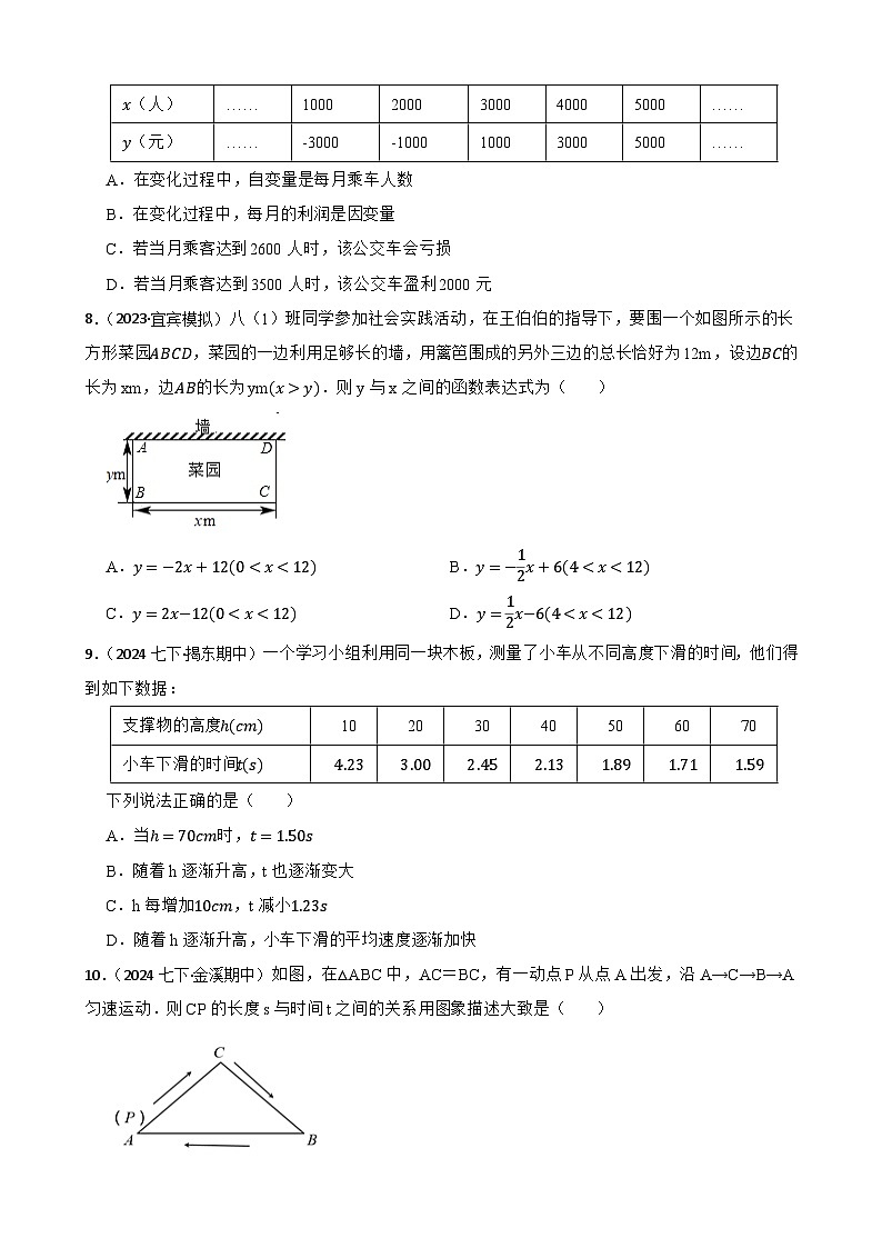 第六章 变量之间的关系（B卷·能力提升练）（原卷版）-【单元测试】七年级数学下册分层训练AB卷（北师大版）第3页