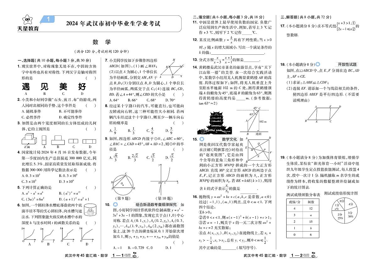 2025《中考数学45套试题》武汉第1页
