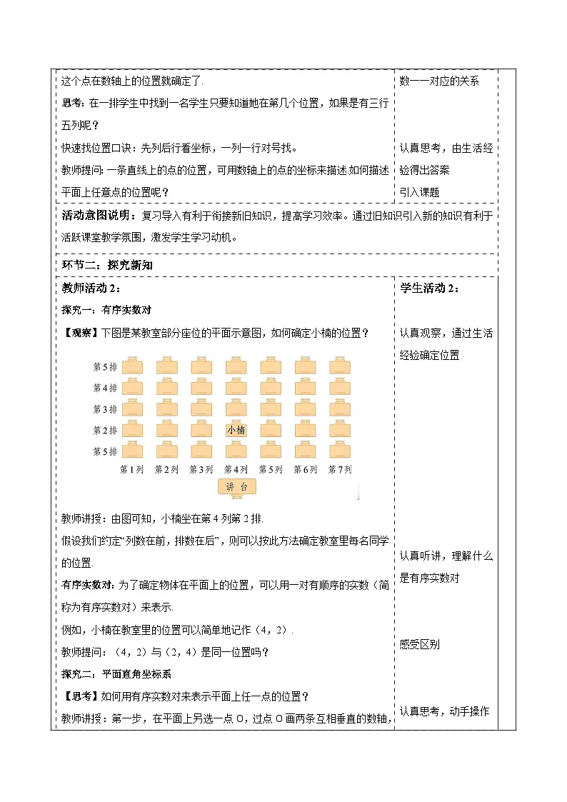 2.1 平面直角坐标系（1）表格式教案2025-2026学年湘教版八年级数学下册第2页