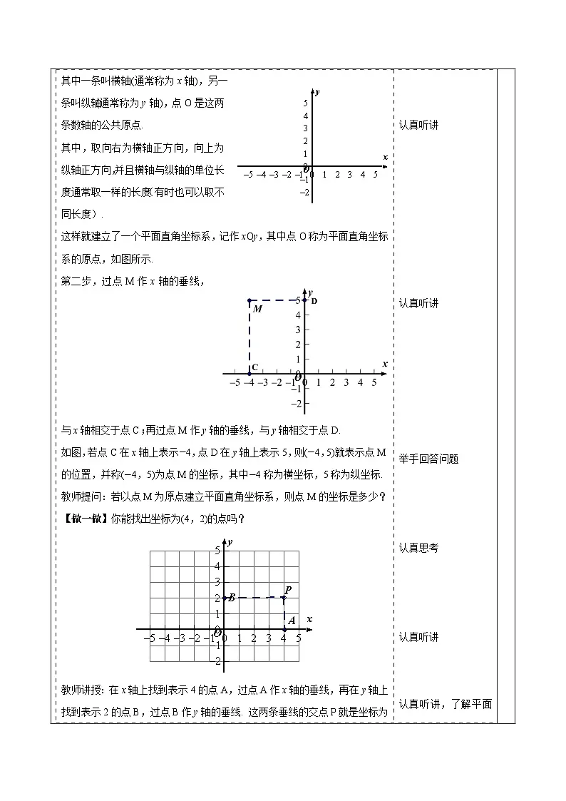2.1 平面直角坐标系（1）表格式教案2025-2026学年湘教版八年级数学下册第3页