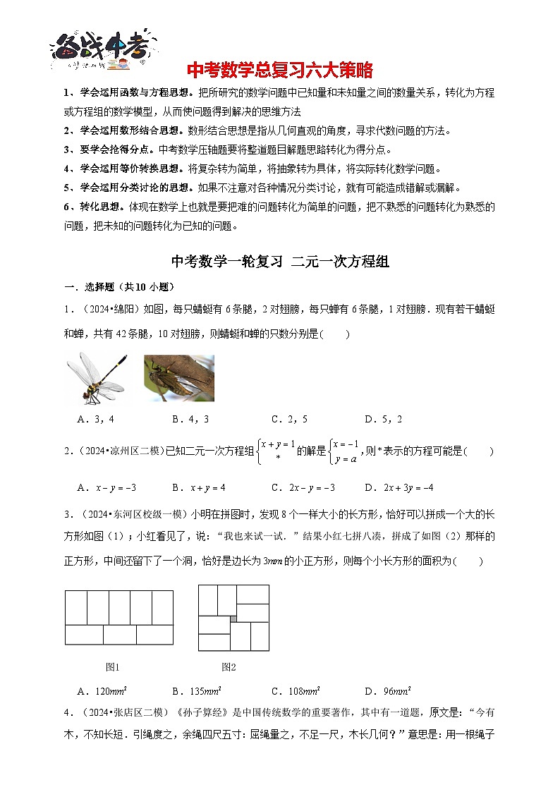 2026年中考数学一轮复习专题训练 二元一次方程组（含解析）第1页