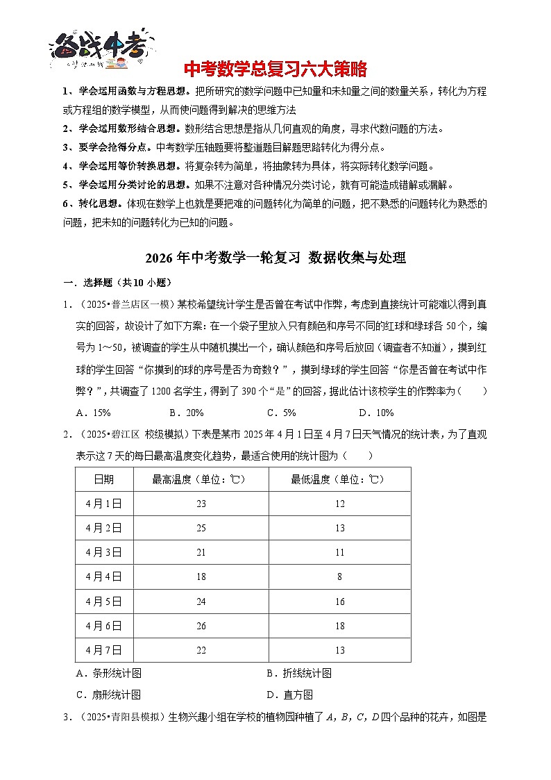 2026年中考数学一轮复习专题训练 数据收集与处理（含解析）第1页