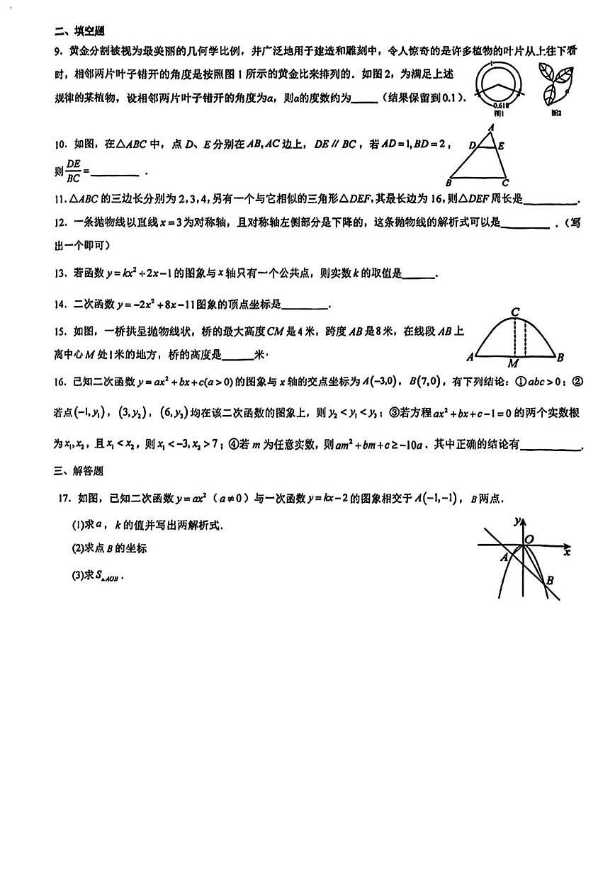 北京市首都师范大学附属中学（通州校区）2025-2026学年九年级上学期10月月考数学试卷_(无答案_)第2页