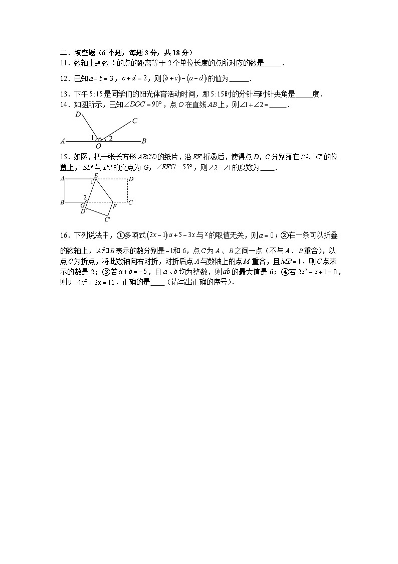 华东师大版2025—2026学年七年级上册数学期末考试全真模拟卷第2页