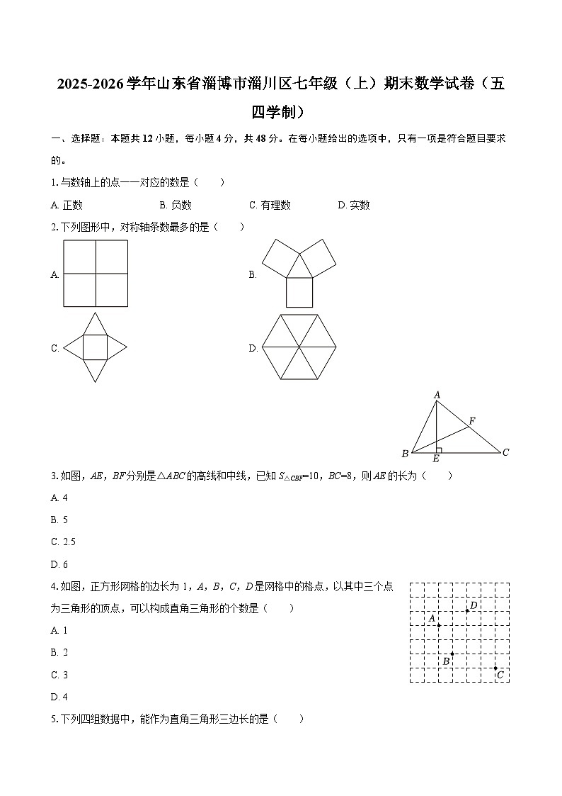 2025-2026学年山东省淄博市淄川区七年级（上）期末数学试卷（五四学制）-自定义类型第1页