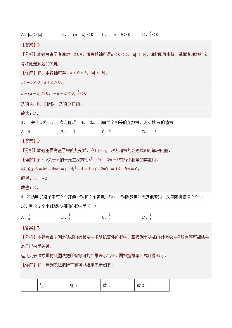 解析版2026年中考第一次模拟考试：数学一模卷（解析版）解析版第2页