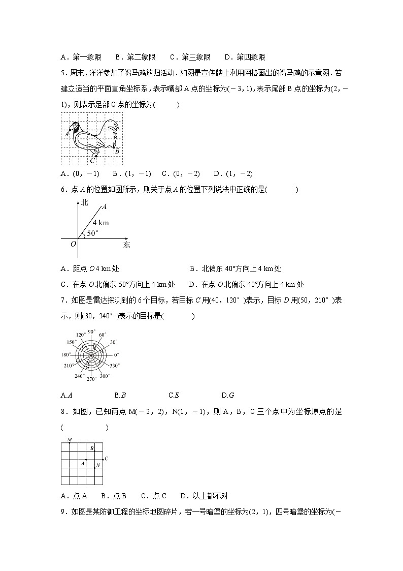 9.2.1　用坐标表示地理位置同步练习人教版数学七年级下册（含答案）第2页