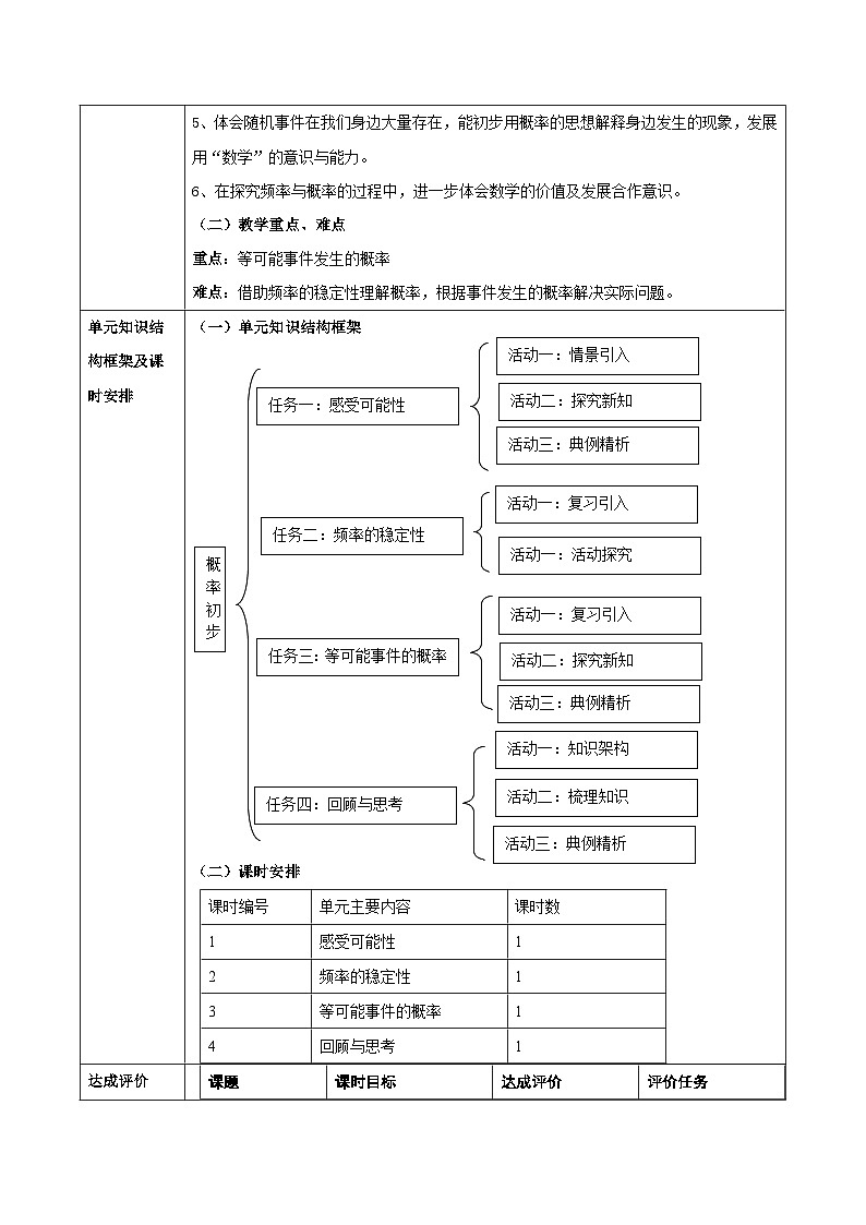 第三章《概率初步》教学设计 表格式教案 2025-2026学年北师大版七年级数学下册第2页