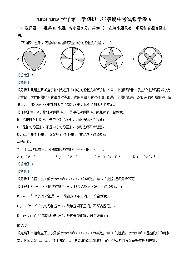广东省广州大学附属中学南沙实验学校2024-2025学年八年级数学下学期数学期中卷（解析版）第1页
