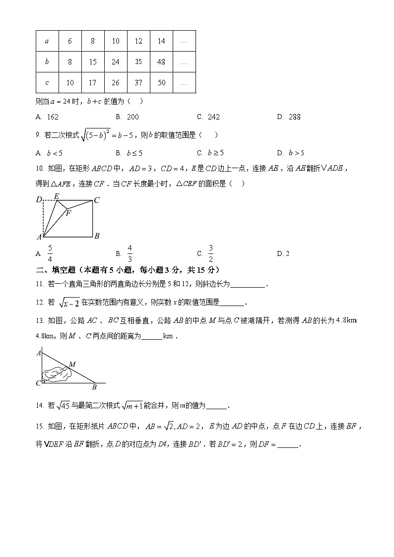 广东省广州市第一一三中学2024~2025学年下学期八年级期中考试数学试卷（原卷版）第2页