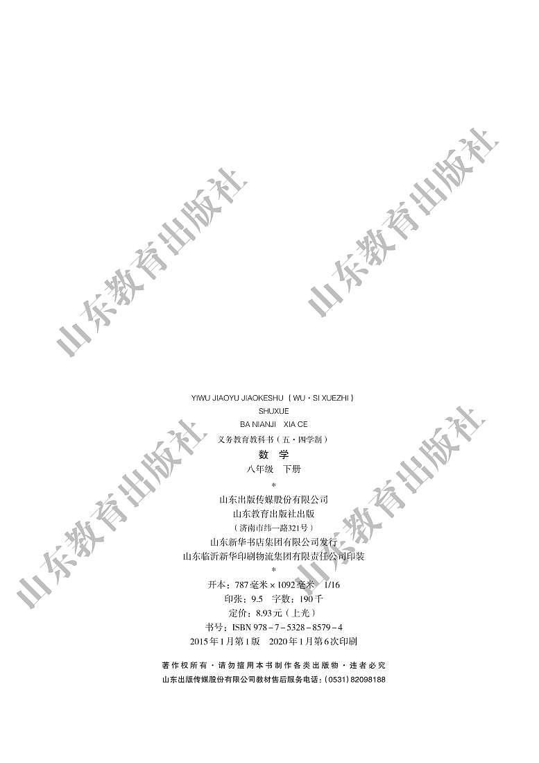 鲁教版数学（五四学制）八年级下册电子教材第3页